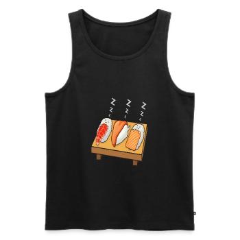 Sushi Sleeps on Table Kawaii Sweet - Men's Premium Organic Tank Top - black - Front - Michal (187cm)