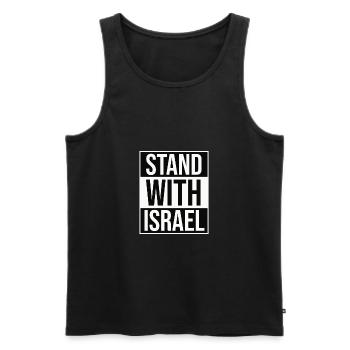 #standwithisrael / Solidarité avec Israël - Débardeur bio Premium Homme - noir - Devant - AI Model Male 178 light (178cm)