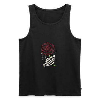 Skeleton Hand Red Rose Flower - Débardeur bio Premium Homme - noir - Devant - AI Model Male 178 light (178cm)