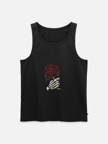Skeleton Hand Red Rose Flower - Men's Premium Organic Tank Top - black