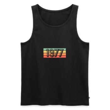 Year 1977 - Men's Premium Organic Tank Top - black - Front - AI Model Male 178 light (178cm)