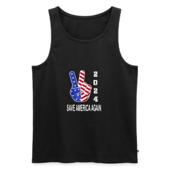 4th Of July USA Flag Peace Sign Hand 2024 Election - Men's Premium Organic Tank Top - black - Front - AI Model Male 178 light (178cm)