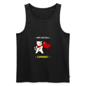 My Cat is a Communist - Men's Premium Organic Tank Top - black - Front - AI Model Male 178 light (178cm)