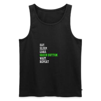 CNC Opérateur Machiniste Funny Green Button - Débardeur bio Premium Homme - noir - Devant - Michal (187cm)