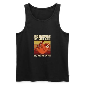 Irgendwas ist hier faul oh das bin ja ich Faultier - Männer Premium Bio Tank Top - Schwarz - Vorne - AI Model Male 178 light (178cm)