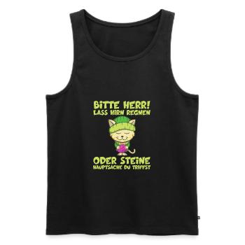 Herr Lass Hirn Regnen Oder Steine Lustige Sprüche - Männer Premium Bio Tank Top - Schwarz - Vorne - Michal (187cm)