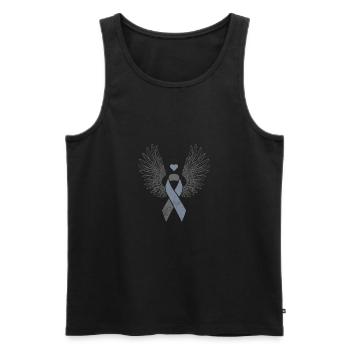Sensibilisation au cancer du cerveau ruban gris ailé - Débardeur bio Premium Homme - noir - Devant - Michal (187cm)