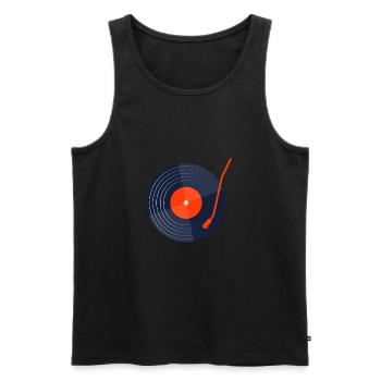 Rétro Vinyle Disque vintage - Débardeur bio Premium Homme - noir - Devant - AI Model Male 178 light (178cm)
