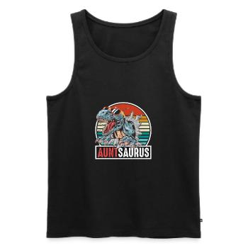 Aunt Saurus T-Rex Vintage Sunset - Männer Premium Bio Tank Top - Schwarz - Vorne - Michal (187cm)