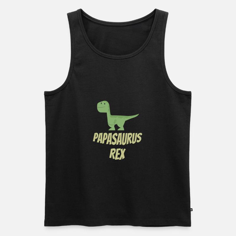 Papasaurus Rex - Männer Premium Bio Tank Top - Schwarz
