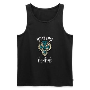 Muay Thai Lion Thai Boxing and Kickboxing - Men's Premium Organic Tank Top - black - Front - AI Model Male 178 light (178cm)