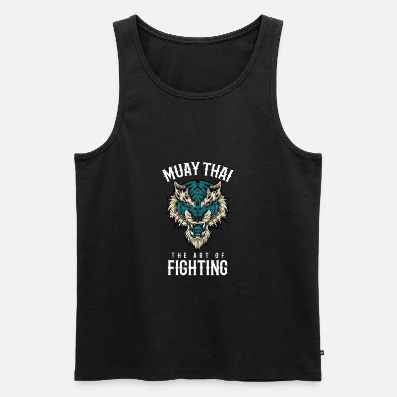 Muay Thai Lion Boxe thai et kickboxing - Débardeur bio Premium Homme - noir