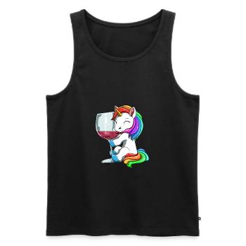 Lustige Wein Einhorn Trinken - Männer Premium Bio Tank Top - Schwarz - Vorne - AI Model Male 178 light (178cm)