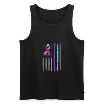 Thyroid cancer ribbon us flag thyroid cancer - Men's Premium Organic Tank Top - black - Front - Michal (187cm)