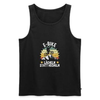 E-Bike Radfahrer Lächeln Statt Hecheln - Männer Premium Bio Tank Top - Schwarz - Vorne - Michal (187cm)