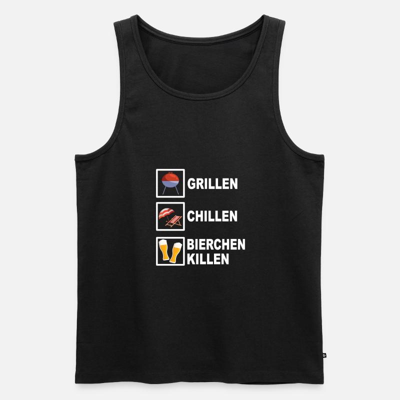 Grillen chillen Bierchen killen - Männer Premium Bio Tank Top - Schwarz