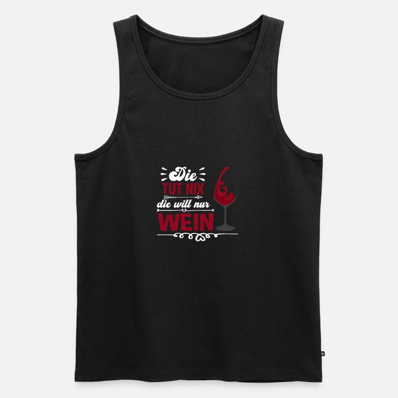 Die Will Nur Wein - Männer Premium Bio Tank Top - Schwarz
