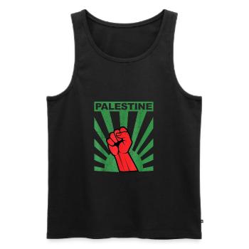 Palestine Liberté libre Liberté Gaza - Débardeur bio Premium Homme - noir - Devant - Michal (187cm)