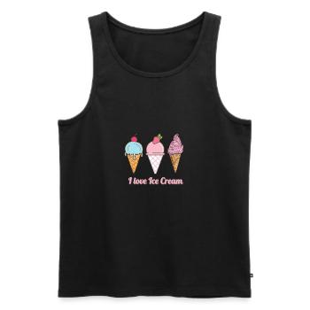 J’adore la crème glacée - I love Ice Cream. Cadeau - Débardeur bio Premium Homme - noir - Devant - Michal (187cm)