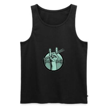 Schlagzeug Drumsticks - Männer Premium Bio Tank Top - Schwarz - Vorne - AI Model Male 178 light (178cm)