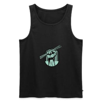 Schlagzeug Drumsticks - Männer Premium Bio Tank Top - Schwarz - Vorne - AI Model Male 178 light (178cm)