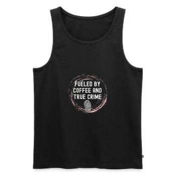 Drôle de café amateur alimenté par le café et le vrai crime - Débardeur bio Premium Homme - noir - Devant - Michal (187cm)