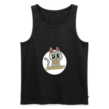 Katze mit Cookie in der Pfote - Männer Premium Bio Tank Top - Schwarz - Vorne - Michal (187cm)