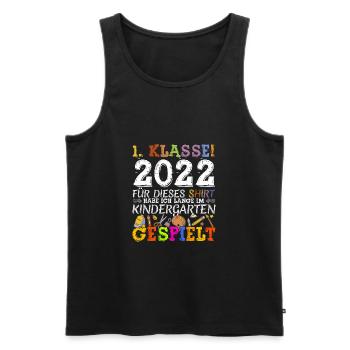 1 KLasse 2022 genung im Kindergarten Gespielt. - Männer Premium Bio Tank Top - Schwarz - Vorne - AI Model Male 178 light (178cm)