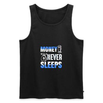 Money never sleeps l’argent ne dort pas idée de cadeau - Débardeur bio Premium Homme - noir - Devant - AI Model Male 178 light (178cm)