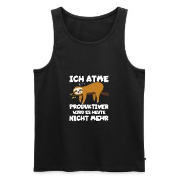 Ich atme produktiver wird es nicht mehr Faultier - Männer Premium Bio Tank Top - Schwarz - Vorne - Michal (187cm)