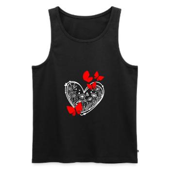 Amour arbre amoureux Coeur Saint-Valentin Amour - Débardeur bio Premium Homme - noir - Devant - Michal (187cm)