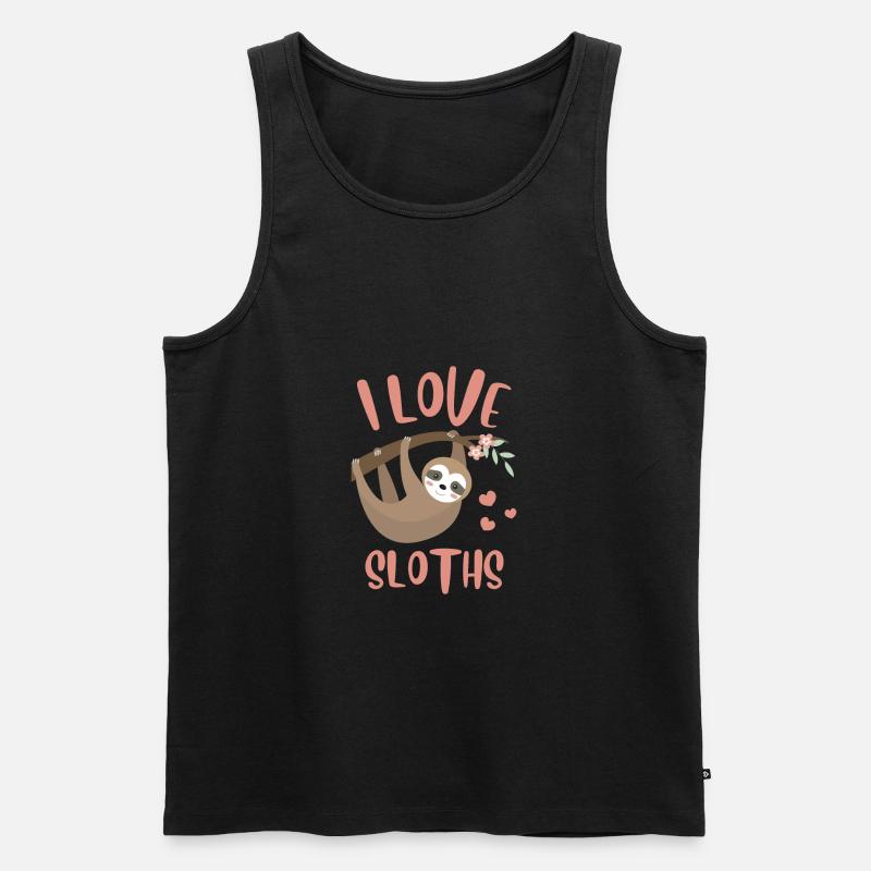 Ich liebe Faultiere - Männer Premium Bio Tank Top - Schwarz