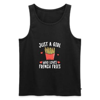 Juste A Girl Who Loves French Fries Frites - Débardeur bio Premium Homme - noir - Devant - Michal (187cm)