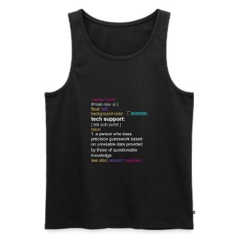 Tech support html coding gift coder - Débardeur bio Premium Homme - noir - Devant - AI Model Male 178 light (178cm)