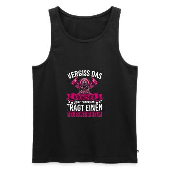 Feuerwehr Prinzessin Feuerwehrfrau Freiwillige - Männer Premium Bio Tank Top - Schwarz - Vorne - Michal (187cm)