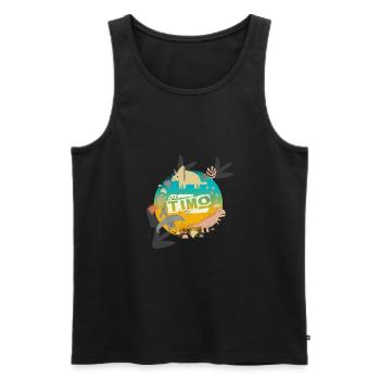 Timo - Beau nom de garçon avec des dinosaures cool - Débardeur bio Premium Homme - noir - Devant - Michal (187cm)