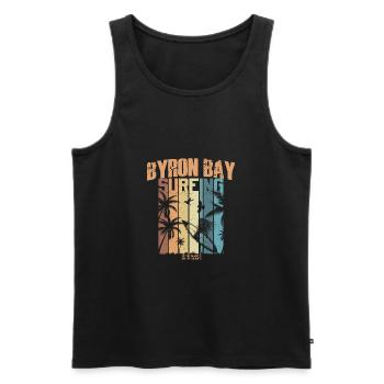 Surfing for Surfers Vintage Byron Bay Gift Idea - Men's Premium Organic Tank Top - black - Front - Michal (187cm)