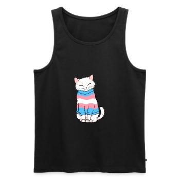 Niedliche Transgender-Katze - Männer Premium Bio Tank Top - Schwarz - Vorne - Michal (187cm)