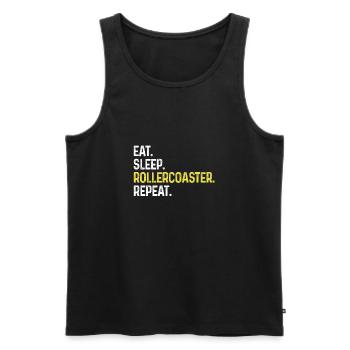 Eat Sleep Rollercoaster Repeat Funny Theme Park - Men's Premium Organic Tank Top - black - Front - AI Model Male 178 light (178cm)