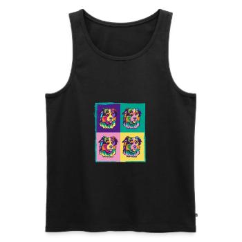 Dog Lover I Pop Art Miniature American Shepherd - Männer Premium Bio Tank Top - Schwarz - Vorne - Michal (187cm)