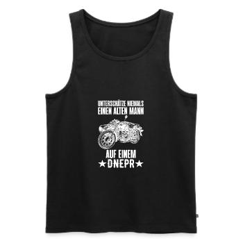 Unterschätze niemals Dnepr Beiwagen Motorrad - Männer Premium Bio Tank Top - Schwarz - Vorne - Michal (187cm)