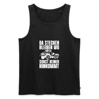 Da stecken bleiben wo sonst keiner hinkommt URAL - Männer Premium Bio Tank Top - Schwarz - Vorne - Michal (187cm)