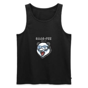 Saas Fee Wallis Schweiz Retro Ski Snowboard Panda - Männer Premium Bio Tank Top - Schwarz - Vorne - AI Model Male 178 light (178cm)