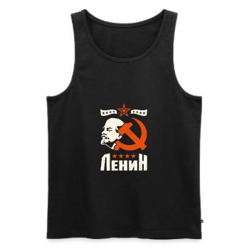 Hammer and Cresce Star Lenin Russia USSR - Men's Premium Organic Tank Top - black - Front - Michal (187cm)