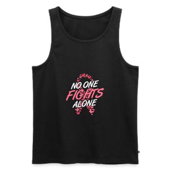 No one fights alone breast cancer awareness Pink R - Männer Premium Bio Tank Top - Schwarz - Vorne - Michal (187cm)