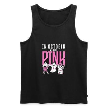 In october we wear pink Pink Ribbon Breast Cancer - Männer Premium Bio Tank Top - Schwarz - Vorne - Michal (187cm)