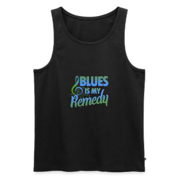 Blues is my Remedy - Men's Premium Organic Tank Top - black - Front - AI Model Male 178 light (178cm)