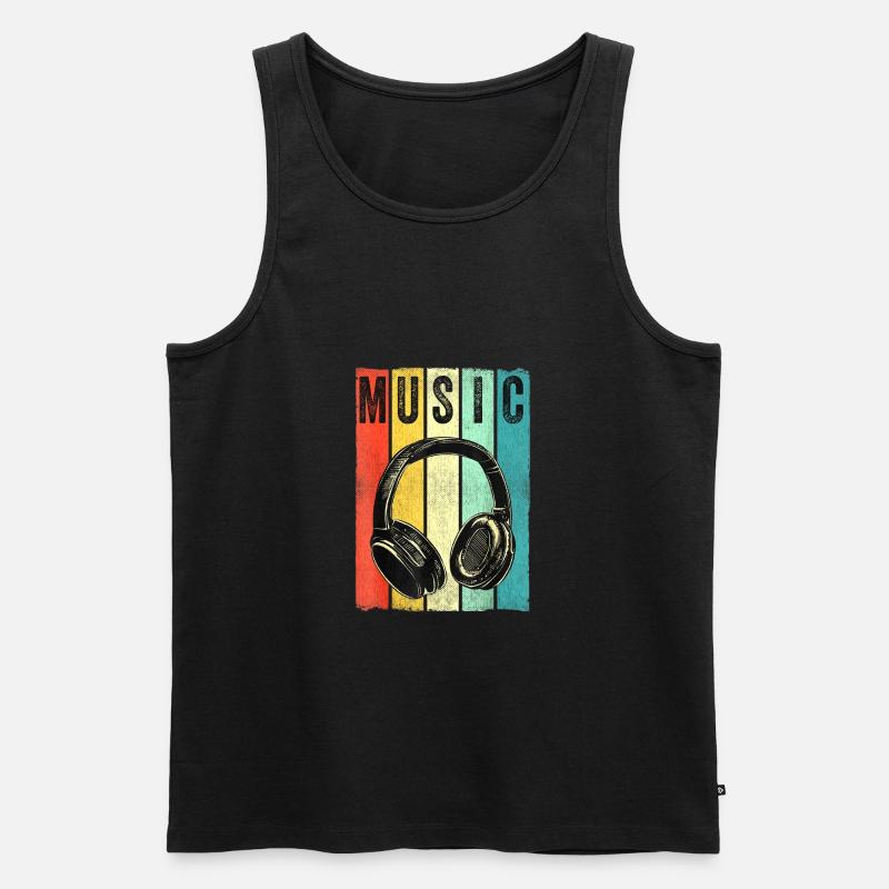 Electronic Music Lover DJ Kopfhörer - Männer Premium Bio Tank Top - Schwarz