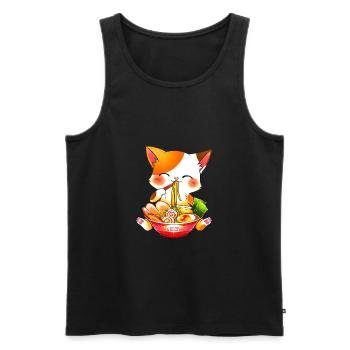 Ramen Cat Anime Japonais - Débardeur bio Premium Homme - noir - Devant - Michal (187cm)