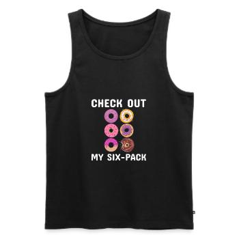 Check Out My Six Pack Donuts Funny Fitness Humor - Men's Premium Organic Tank Top - black - Front - AI Model Male 178 light (178cm)